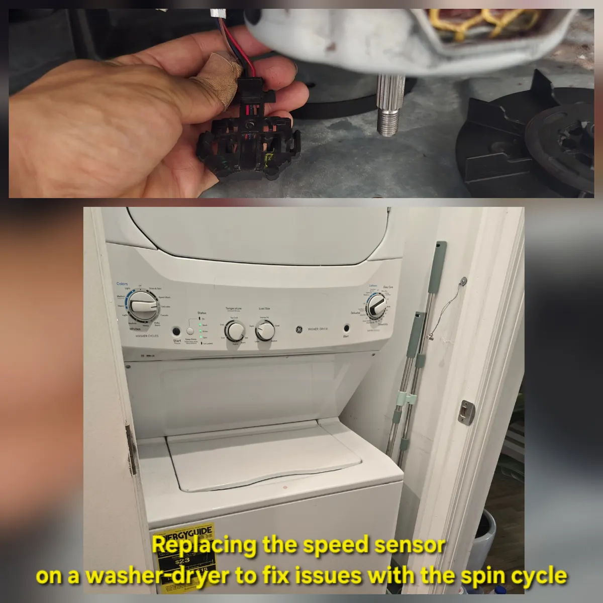 GE stacked washer-dryer speed sensor replacement to restore the spin cycle